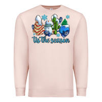 Pale Pink tis the season christmas tree  cake winter and snowman Premium Sweatshirt - AdoDesignShop