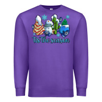 Purple tis the season christmas tree  cake winter and snowman Premium Sweatshirt - AdoDesignShop