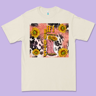 Cowgirl Boots Sunflower Premium Tee Designed By Tumblerdesignbyshophia