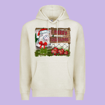 Merry Christmas Pig Premium Hoodie Designed By Cowhidedigitalart