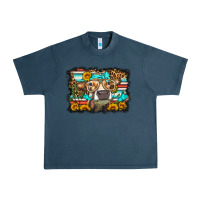 Midnight Navy sunflower cow olivia Urban Heavy Tee - OliviaCreatesArt