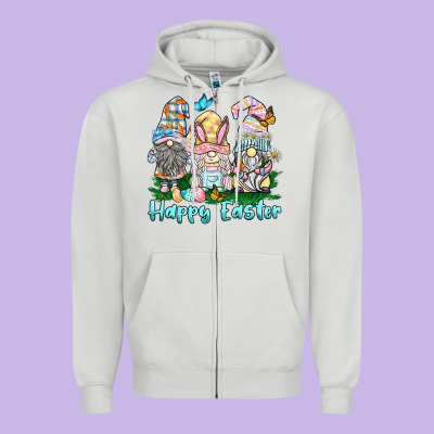 Happy Easter Gnome Zipper Hoodie Designed By Barkaloodesign