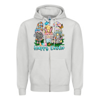 Dove Grey happy easter gnome Zipper Hoodie - BarkalooDesign