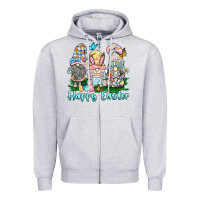 Heather Grey happy easter gnome Zipper Hoodie - BarkalooDesign