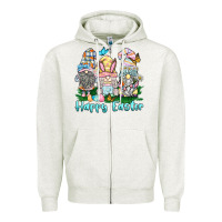 Oatmeal Heather happy easter gnome Zipper Hoodie - BarkalooDesign