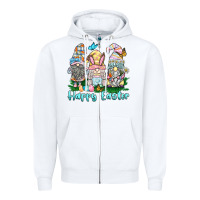 White happy easter gnome Zipper Hoodie - BarkalooDesign