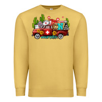 Antique Gold cna nurse truck with cactus and sunflowers Premium Sweatshirt - AdoDesignShop
