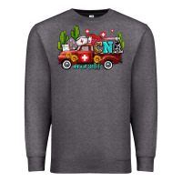 Charcoal Heather cna nurse truck with cactus and sunflowers Premium Sweatshirt - AdoDesignShop