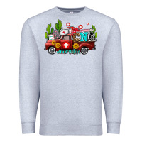 Heather Grey cna nurse truck with cactus and sunflowers Premium Sweatshirt - AdoDesignShop