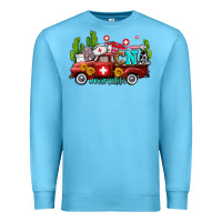 Ocean Blue cna nurse truck with cactus and sunflowers Premium Sweatshirt - AdoDesignShop