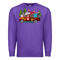 Purple cna nurse truck with cactus and sunflowers Premium Sweatshirt - AdoDesignShop
