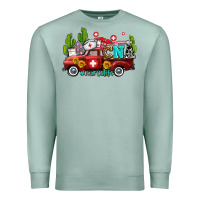 Seafoam cna nurse truck with cactus and sunflowers Premium Sweatshirt - AdoDesignShop