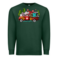 Sports Green cna nurse truck with cactus and sunflowers Premium Sweatshirt - AdoDesignShop