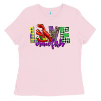 Bubblegum Pink love crawfish mardi gras Ladies Tee - CowGirlArtShop