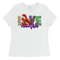 White love crawfish mardi gras Ladies Tee - CowGirlArtShop