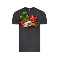 Vintage Black bullskull rose and cactus olivia Vintage Tee - OliviaCreatesArt