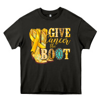 Asphalt Give Cancer the boot Childhood Cancer Heavy Core Tee - NancyCooperArtShop