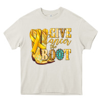Cream Give Cancer the boot Childhood Cancer Heavy Core Tee - NancyCooperArtShop