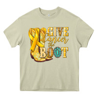 Mossy Give Cancer the boot Childhood Cancer Heavy Core Tee - NancyCooperArtShop