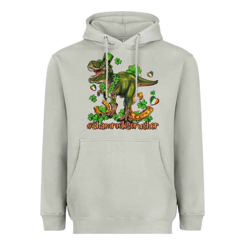 Shamrockscrusher T Rex And Horseshoe Heavyweight Hoodie by AdoDesignShop | Teevron