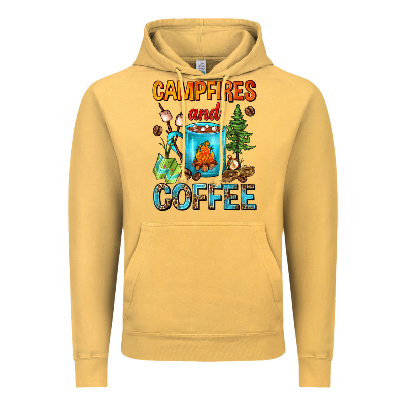 Campfires And Coffee Camping Coffee Vintage Hoodie by FaDigitalArtStudio | Teevron