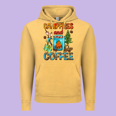 Campfires And Coffee Camping Coffee Vintage Hoodie Designed By Fadigitalartstudio