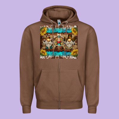 Western Gnome Tumbler Zipper Hoodie Designed By Barkaloodesign