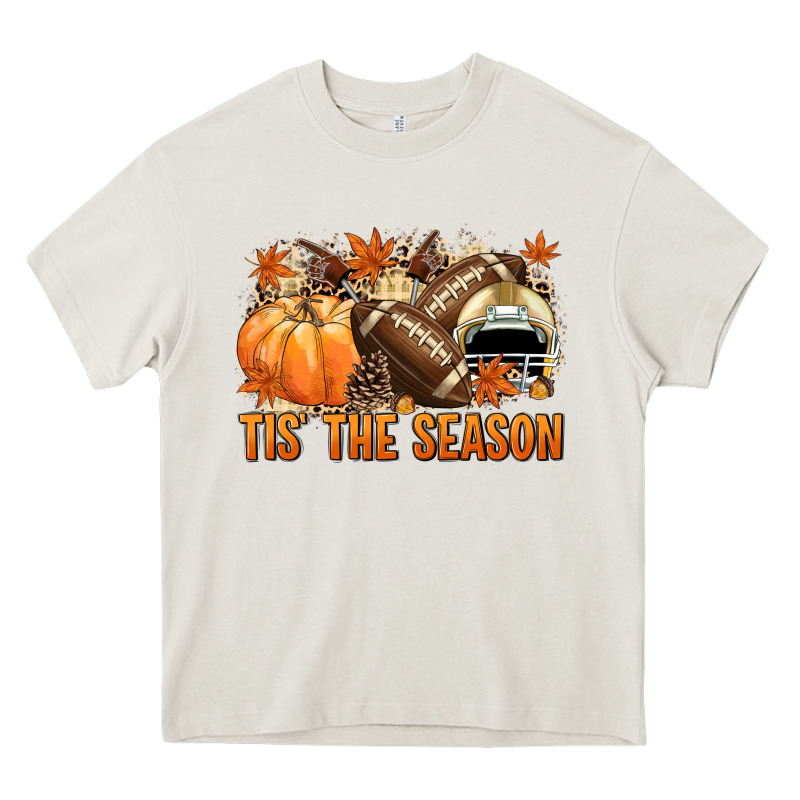 Tis' The Season Football And Light Yellow Helmet Heavy Core Tee by NancyCooperArtShop | Teevron