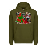 Army Green merry Christmas trees Premium Hoodie - CowhideDigitalArt
