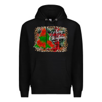 Black merry Christmas trees Premium Hoodie - CowhideDigitalArt