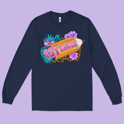 Hello 1st Grade Long Sleeve Tee Designed By Ranaportraitstore