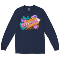 Navy Hello 1st Grade Long Sleeve Tee - RanaPortraitStore
