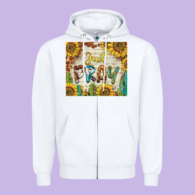 Just Pray Zipper Hoodie Designed By Barkaloodesign