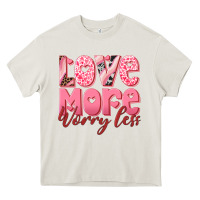 Cream love more worry less Heavy Core Tee - RanaPortraitStore