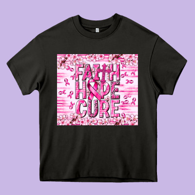 Faith Hope Cure Cancer Heavy Core Tee Designed By Nancycooperartshop