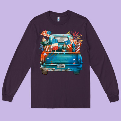 Customize Usa Truck Long Sleeve Tee Designed By Fadigitalartstudio