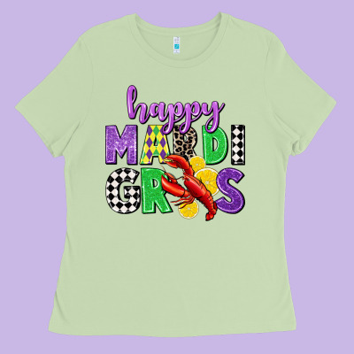 Happy Mardi Gras Ladies Tee Designed By Cowgirlartshop