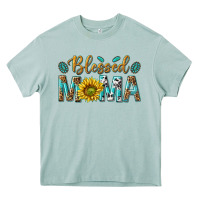 Arona Western Blessed Mama with Leopard and Sunflower Heavy Core Tee - texasbilliewilder