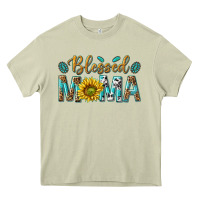 Mossy Western Blessed Mama with Leopard and Sunflower Heavy Core Tee - texasbilliewilder
