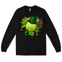Black St. Patrick's Day Tennis Long Sleeve Tee - FaDigitalArtStudio