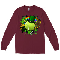 Burgundy St. Patrick's Day Tennis Long Sleeve Tee - FaDigitalArtStudio