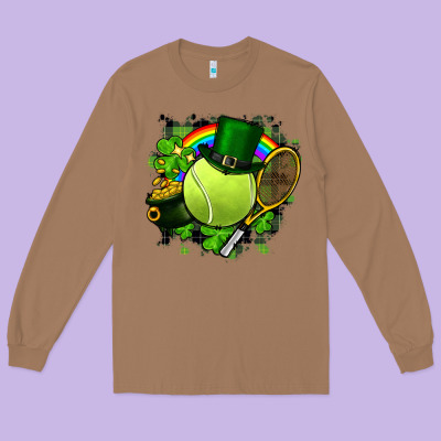 St. Patrick's Day Tennis Long Sleeve Tee Designed By Fadigitalartstudio