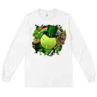White St. Patrick's Day Tennis Long Sleeve Tee - FaDigitalArtStudio