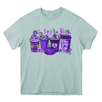 Arona Cancer coffee cups purple ribbon Heavy Core Tee - NancyCooperArtShop