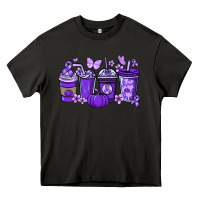 Asphalt Cancer coffee cups purple ribbon Heavy Core Tee - NancyCooperArtShop