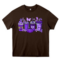 Chocolate Brown Cancer coffee cups purple ribbon Heavy Core Tee - NancyCooperArtShop