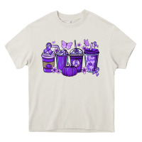 Cream Cancer coffee cups purple ribbon Heavy Core Tee - NancyCooperArtShop