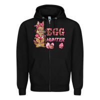 Black easter pink camouflage egg hunter  bunny Zipper Hoodie - BarkalooDesign