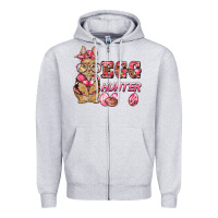 Heather Grey easter pink camouflage egg hunter  bunny Zipper Hoodie - BarkalooDesign