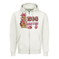 Oatmeal Heather easter pink camouflage egg hunter  bunny Zipper Hoodie - BarkalooDesign